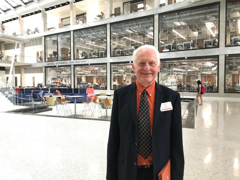 Truchard in smiling in front of Texas Inventionworks at UT Austin